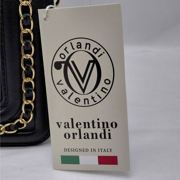 Valentino Orlandi Designer Black Diamond Quilted Crossbody Small Shoulder Bag - Picture 5 of 15